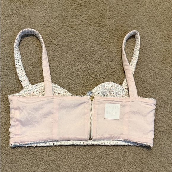 Meshki Stylish Textured Cream Crop Top - Picture 7 of 9